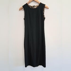 Rinascimento Linea New Basic Made in Italy Black Sheath Dress Animal Print XS